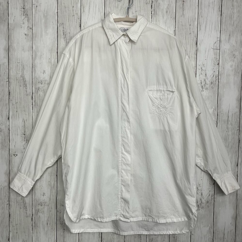Cedars Vintage White Cotton Light Button Down Vacation Beach Resort Shirt Small